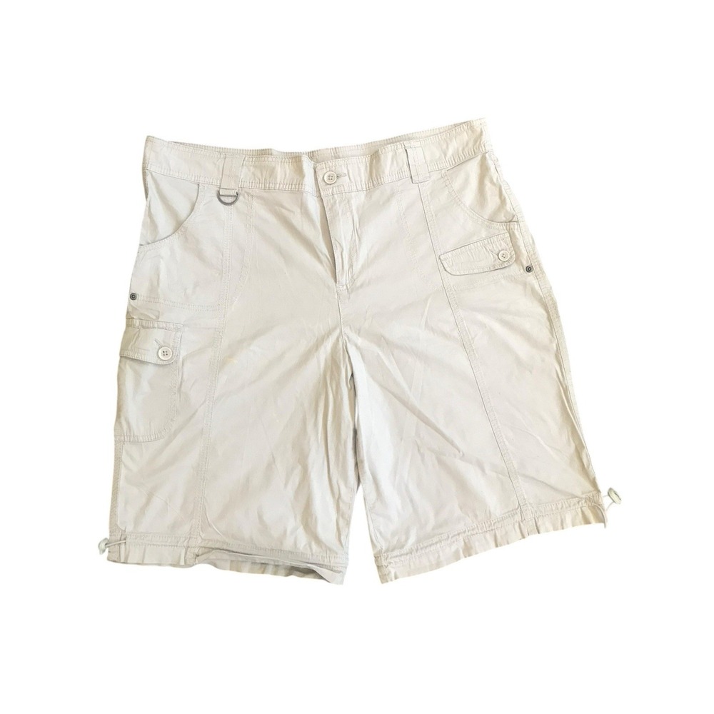 Style & Co Womens Size 18 Mid-Rise 9 Inseam Cargo Shorts Beige Relaxed Fit